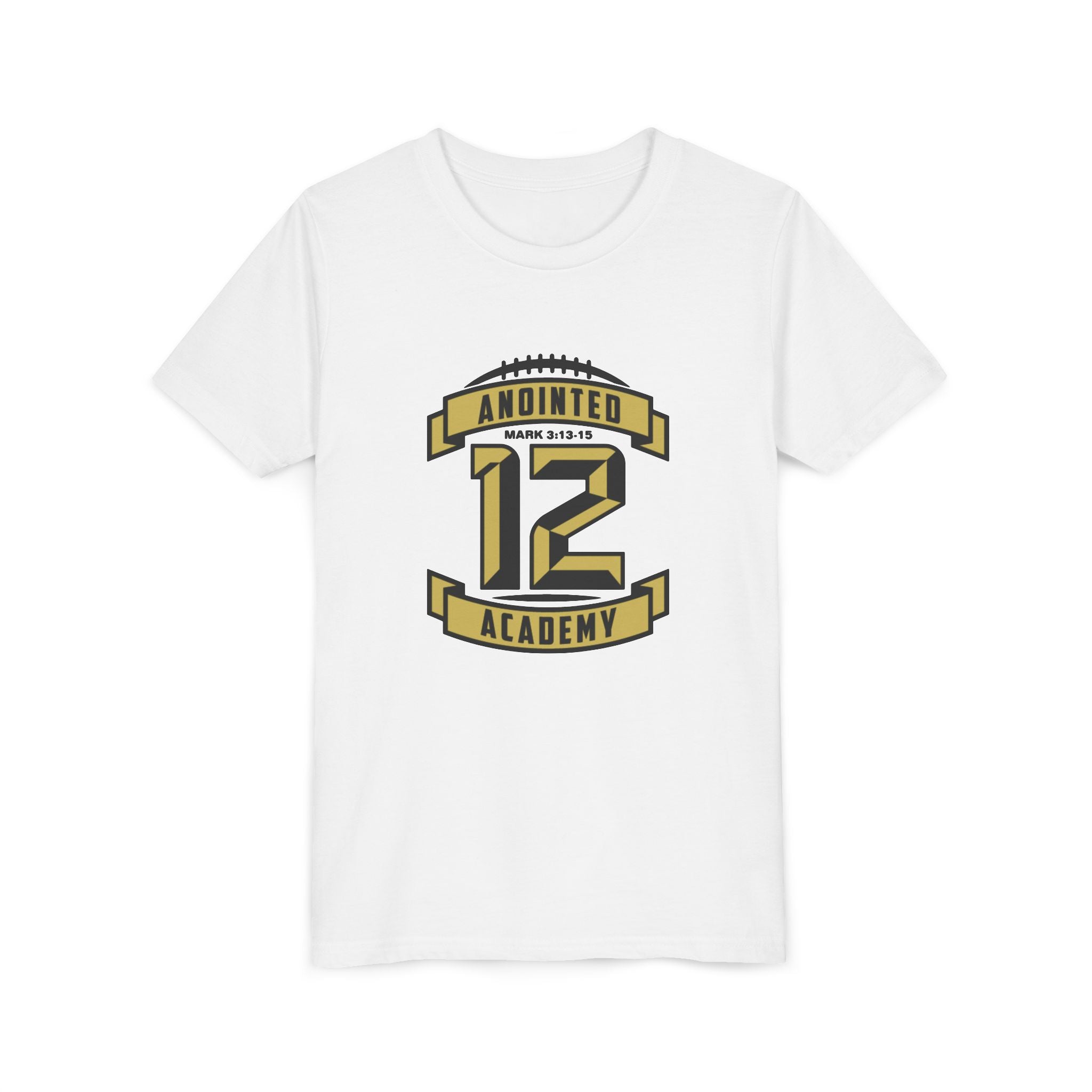 Youth Tee — Original Anointed12 Black/Gold Logo