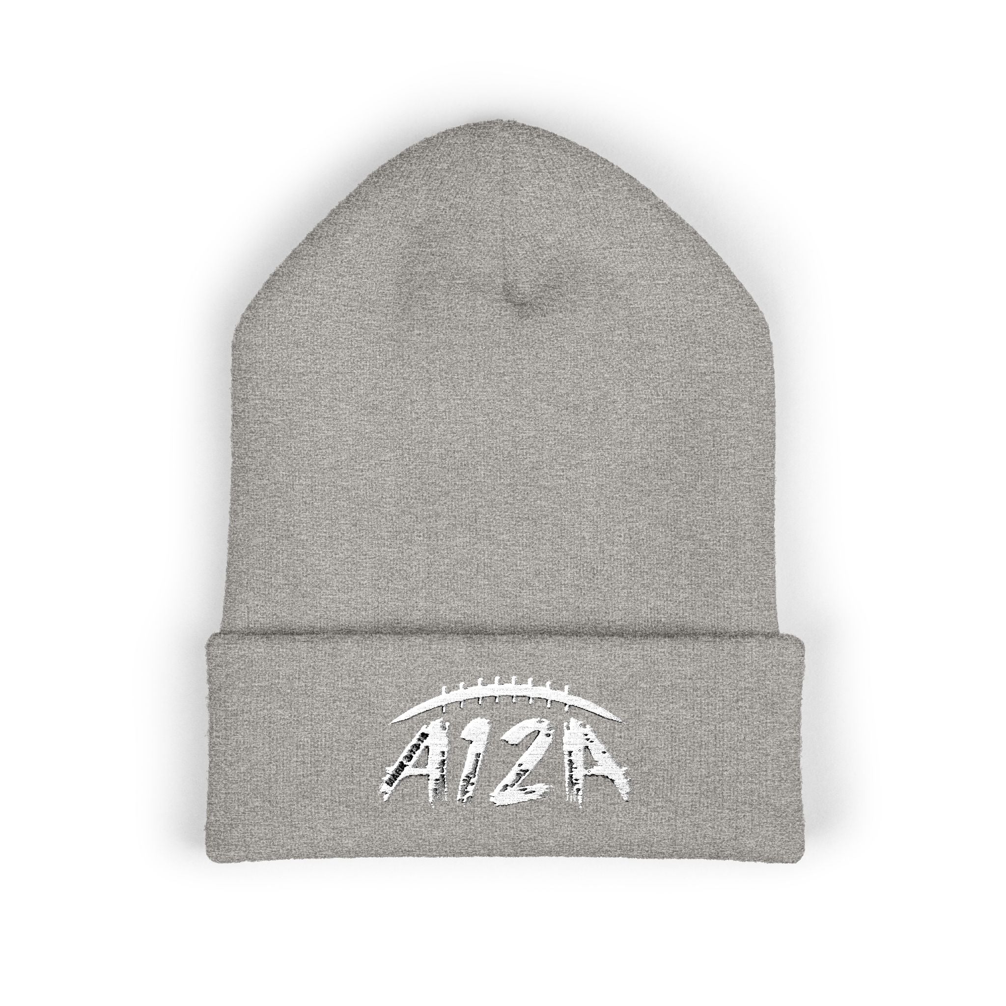 White A12A Football Cuffed Beanie